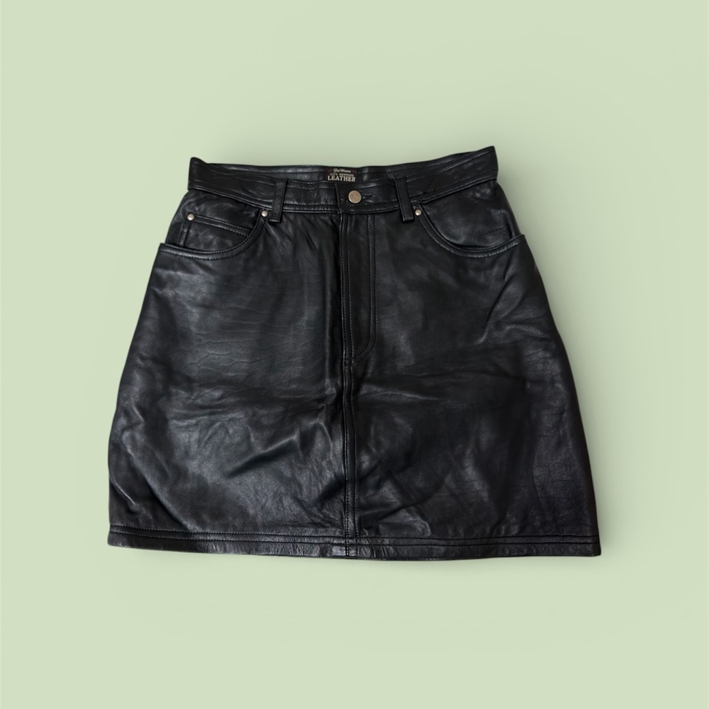 Genuine Black Leather Mini Skirt